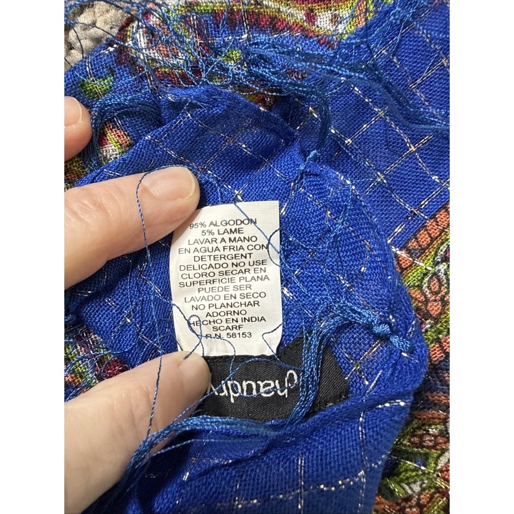NWT Chaudry KC Scarf Gauze, Cotton, Boho Wrap Blue Paisley - Picture 7 of 7